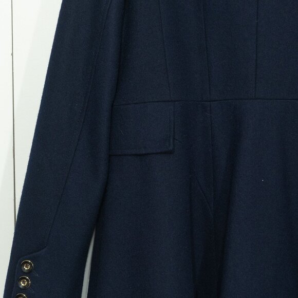 Via Spiga Wool Military Coat Blue Navy Fit Flare Retro Academia Victorian Twee - Picture 13 of 14